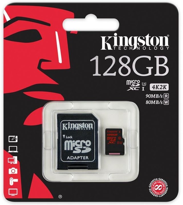 Kingston Micro SDXC 128GB Class 10 UHS-I U3 + SD adaptér_1887163848