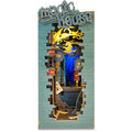 Stavebnice RoboTime miniatura domečku Kouzelnická ulička, zarážka na knihy, dřevěná, LED_1100548498
