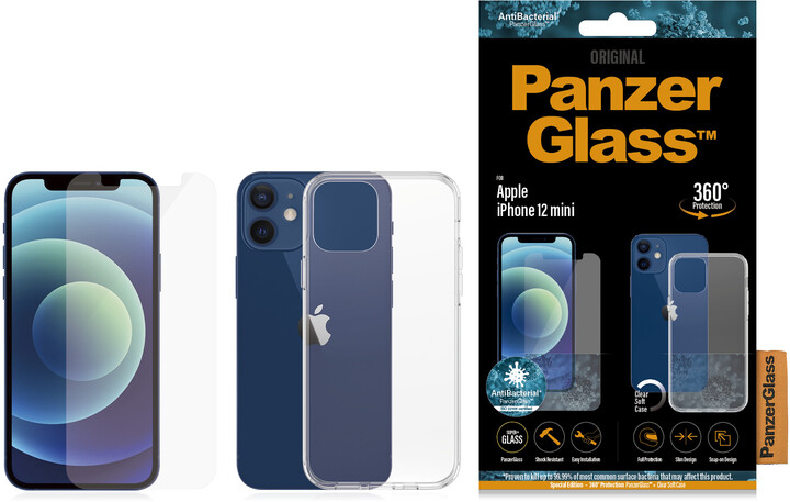 PanzerGlass Bundle ochranné sklo Standard pro iPhone 12 mini + TPU zadní kryt_1450287383