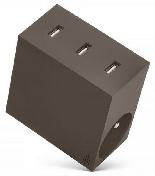 USBEPower HIDE Power Hub charger 3USB/2plugs, hnědošedá_1241298906