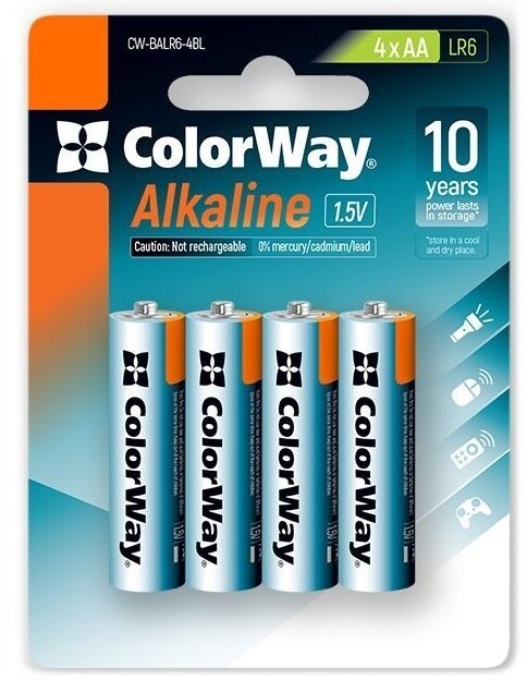 Baterie Colorway alkalická, AA, 1.5V, 4ks v hodnotě 69 Kč_1418715772