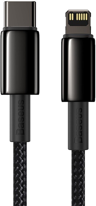 BASEUS kabel Tungsten Gold, USB-C - Lightning, M/M, rychlonabíjecí, datový, 20W, 1m, černá_1776902786