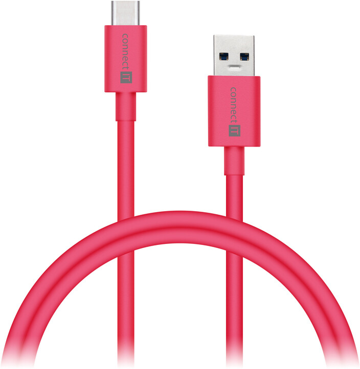 CONNECT IT Wirez COLORZ Kabel USB-C (Type C) - USB-A, 1 m, růžový_434677600