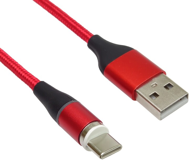 PremiumCord Magnetický micro USB a USB-C, nabíjecí a datový kabel, 1m, červená_247164738