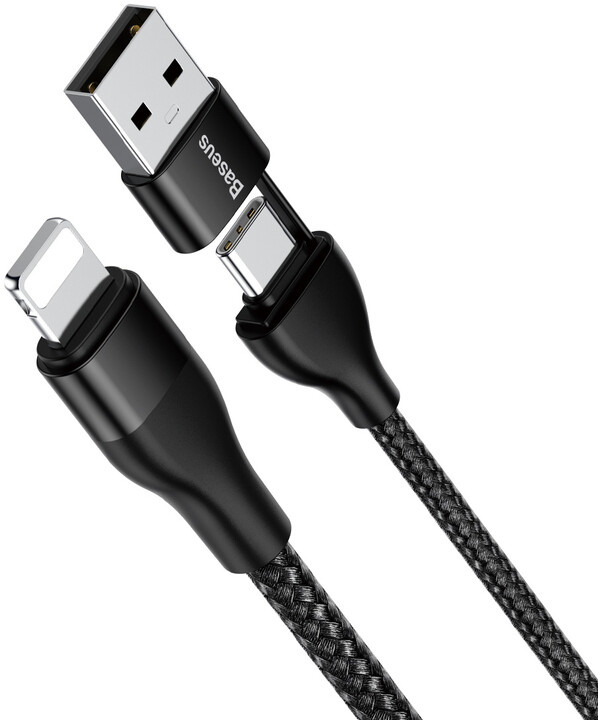 Baseus nabíjecí / datový kabel 2v1 USB-A +USB-C - Lightning, 18W, 1m, černá_1774265215