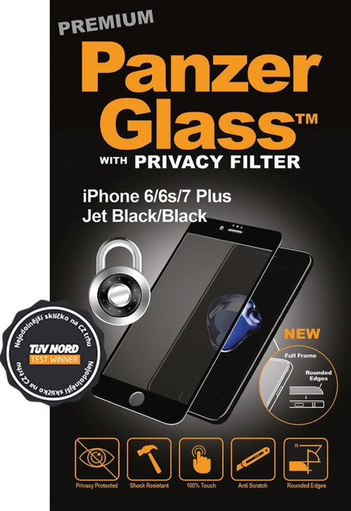 PanzerGlass Premium Privacy pro Apple iPhone 6/6s/7/8 Plus, černé_1191098342