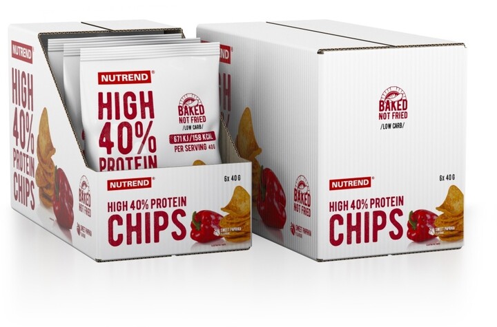 Nutrend HIGH PROTEIN CHIPS, chipsy, paprika, 6x40g_583128816