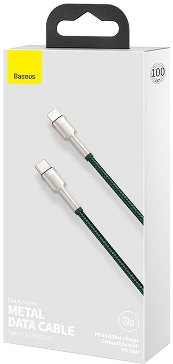 BASEUS kabel Cafule USB-C - Lightning, nabíjecí, datový, PD 20W, 1m, zelená_1493770224
