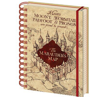 Zápisník Harry Potter - The Marauders Map (Pobertův plánek), linkovaný, kroužková vazba, A5_1556150247