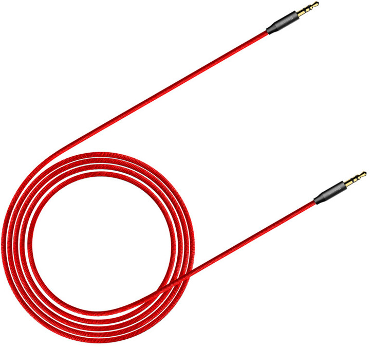 BASEUS kabel audio Yiven Series, Jack 3.5mm, M/M, 1.5m, červená/černá_1117842927