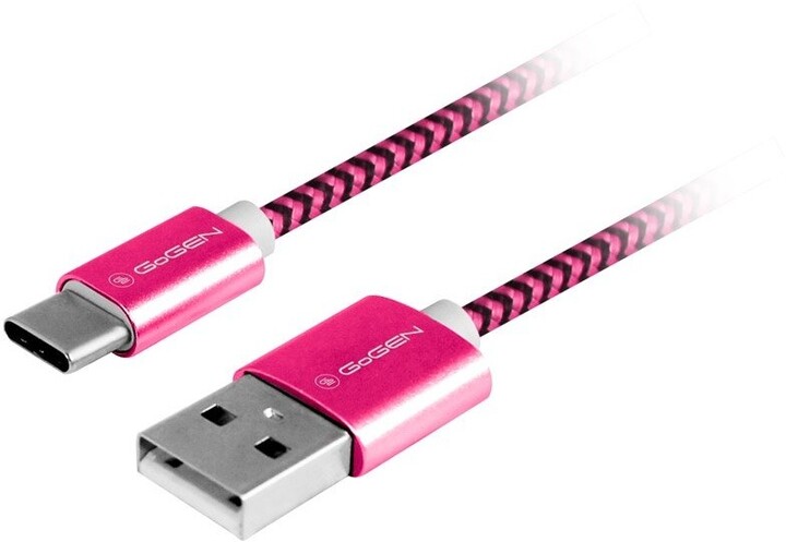 GoGEN kabel USB-A - USB-C, opletený, 1m, fialová_1602018192