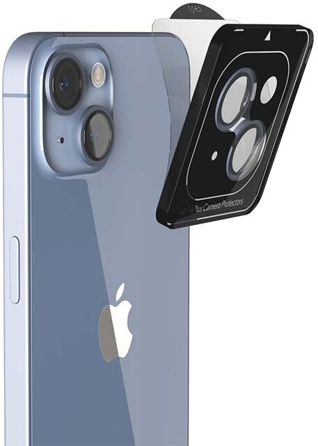 EPICO hliníkové tvrzené sklo na čočky fotoaparátu pro iPhone 14/14 Plus, modrá_1318062730