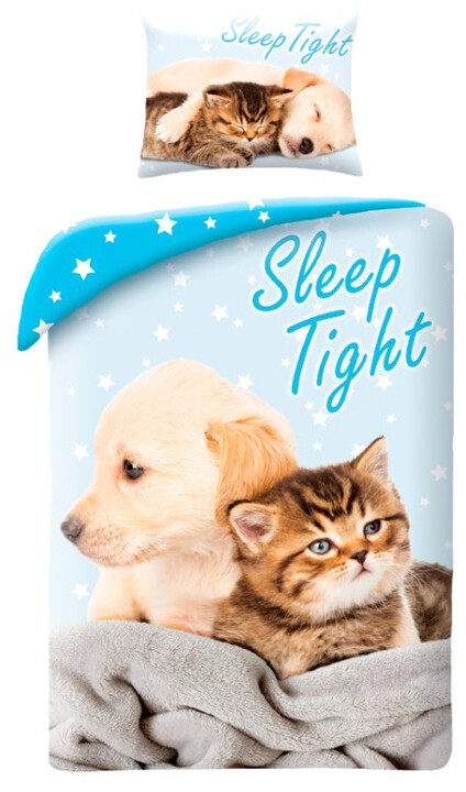 Povlečení Dogs &amp; Cats - Sleep Tight + vak na záda_496508620