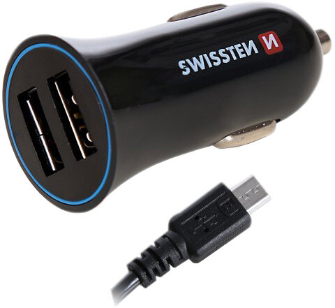 SWISSTEN autonabíječka 2,4A Power s 2x USB + kabel micro USB_812926068