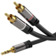 PremiumCord stíněný kabel stereo Jack 3.5mm - 2x CINCH, M/M, HQ, 3m, černá