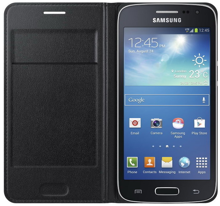 Samsung flipové pouzdro s kapsou EF-WG386B pro Galaxy Core LTE, černá_1606174210