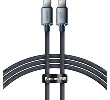 Baseus nabíjecí / datový kabel Crystal Shine Series USB-C - USB-C, 100W, 1.2m, černá CAJY000601