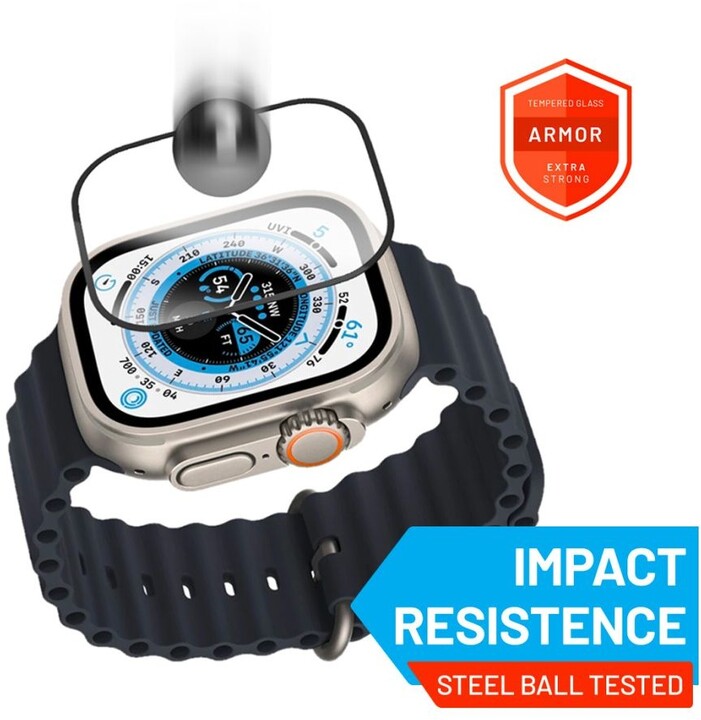 FIXED prémiové ochranné sklo Armor pro Apple Watch Ultra / Ultra 2 49mm, s aplikátorem, černá_448911195