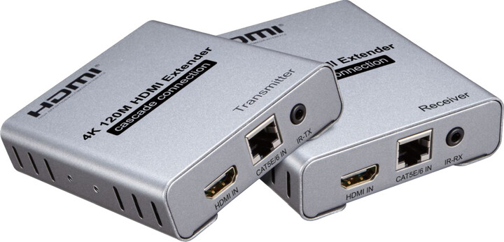 PremiumCord extender 4K HDMI na 120m přes Cat5/6, bez zpoždění_1214558860