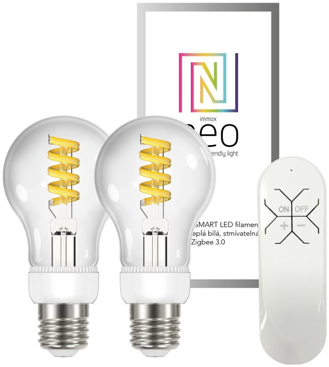 IMMAX NEO Smart sada žárovek filament 2xE27 5W, teplá - studená bílá + ovladač Zigbee 3.0_1185762589