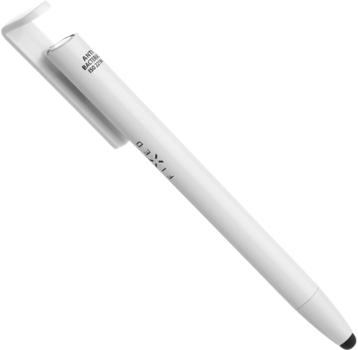FIXED Pen - propiska 3v1 se stylusem a stojánkem, antibakteriální povrch, hliníkové tělo, bílá_18643329