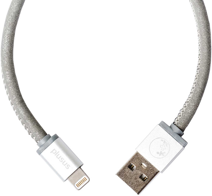 PlusUs LifeStar Handcrafted USB Charge &amp; Sync cable (25cm) Lightning - Silver_738175692