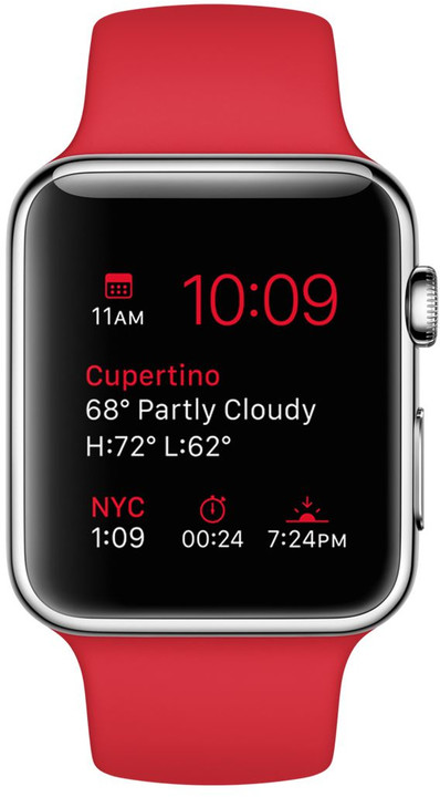 Apple Watch 42mm stříbrné kovové pouzdro se sportovním červeným řemínkem_707411733