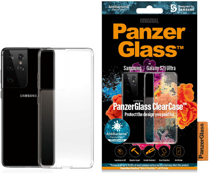 PanzerGlass ochranný kryt ClearCase pro Samsung Galaxy S21 Ultra, antibakteriální, transparentní_696739781