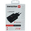 SWISSTEN síťový adaptér pro iPhone a Samsung, USB-C, PD, 25W, černá_1307760991