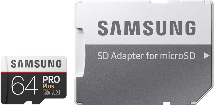 Samsung Micro SDXC 64GB PRO Plus UHS-I U3 + SD adaptér_2116258598