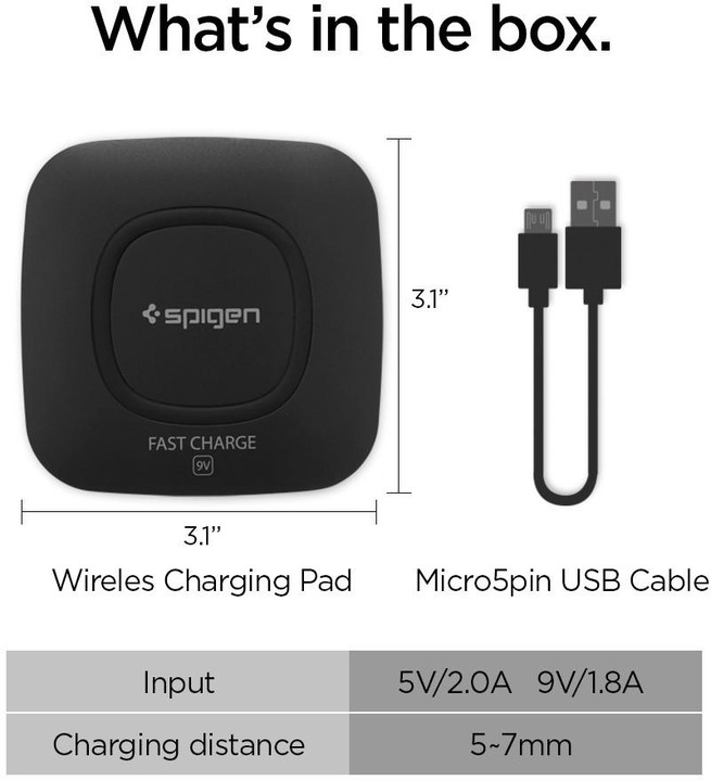 Spigen Essential F301W Wireless Charger, černá_133812688