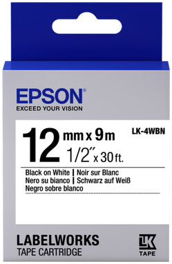 Epson LabelWorks LK-4WBN, páska pro tiskárny etiket, 12mm, 9m, černo-bílá_1660254804