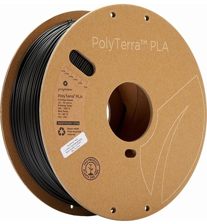 Polymaker tisková struna (filament), PolyTerra PLA, 1,75mm, 1kg, černá_661193975