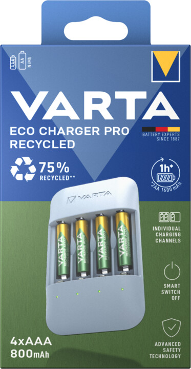 VARTA nabíječka Eco Charger Pro Recycled, včetně 4xAAA 800 mAh Recycled_1302230885