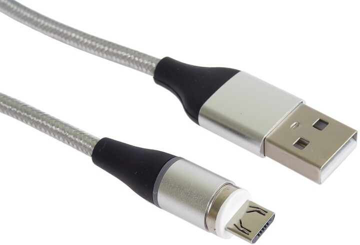PremiumCord Magnetický micro USB a USB-C, nabíjecí a datový kabel, 1m, stříbrná_960878159