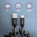AXAGON kabel USB-A - USB-C TWISTER USB2.0, 3A, kroucený, 0.6m, černá_1245271880