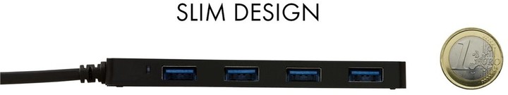 i-tec USB hub, USB 3.0, 4port, pasivní, SLIM, černý