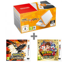 Nintendo New 2DS XL, bílá/oranžová + Pokémon Ultra Sun + Yo-Kai Watch 2: Fleshy Souls_1577549288