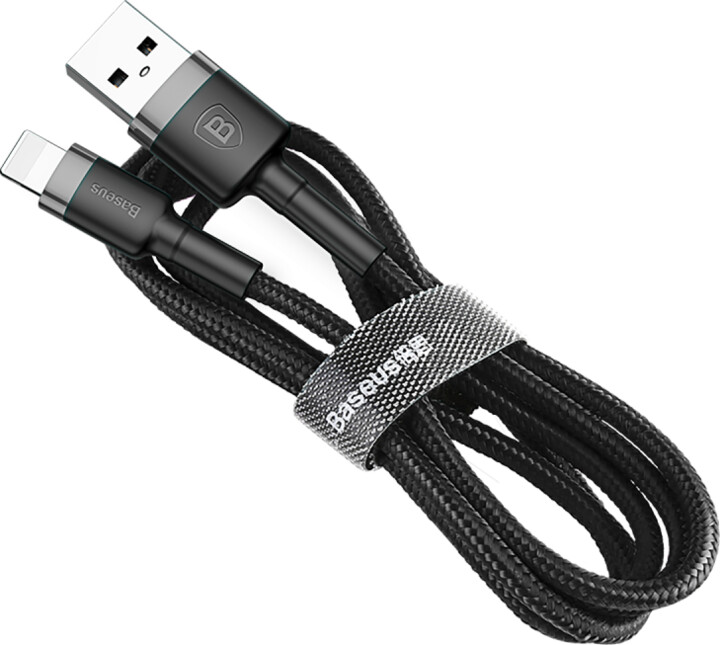 Baseus odolný nylonový kabel USB Lightning 1.5A 2M, šedá + černá