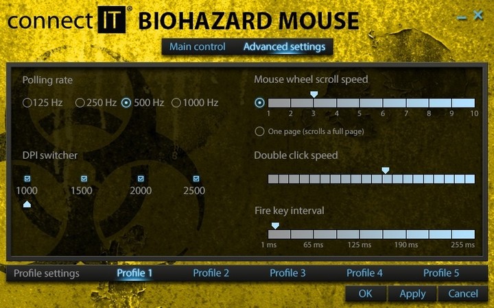 CONNECT IT Biohazard V2 myš, žlutá_1858778759