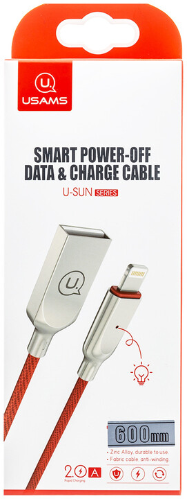 USAMS SJ418 Smart power off datový kabel Lightning, červená (EU Blister)_1527873342