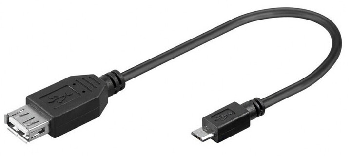 PremiumCord USB redukce USB A/female - Micro USB/male, kabel 20cm