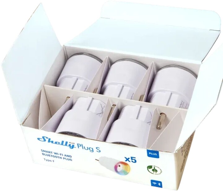 Shelly Plus Plug S, bílá, balení 4+1 ks_857886800