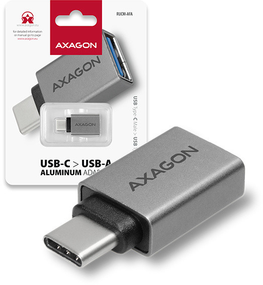 AXAGON RUCM-AFA, USB 3.1 Type-C Male &gt; Type-A Female ALU redukce_848985911
