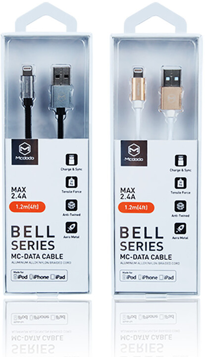 Mcdodo datový a napájecí kabel s certifikací MFI Lightning (1,2 m), šedá_271098381
