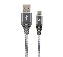 Gembird kabel CABLEXPERT USB-A - USB-C, M/M, PREMIUM QUALITY, opletený, 2m, šedá/bílá CC-USB2B-AMCM-2M-WB2