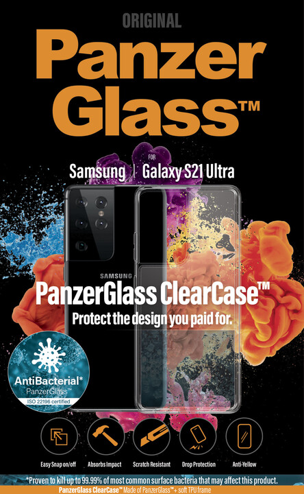 PanzerGlass ochranný kryt ClearCase pro Samsung Galaxy S21 Ultra, antibakteriální, transparentní_1844181319