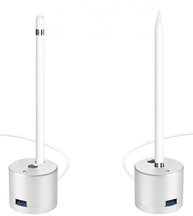 COTEetCI nabíjecí stanice SD-17 pro Apple Pencil, Lightning, 1xUSB-A, stříbná_336087606