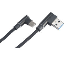 Akasa kabel USB-A 2.0 - USB-C, M/M, zahnuté konektory 90°, 1m, černá_1101319039