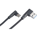 Akasa kabel USB-A 2.0 - USB-C, M/M, zahnuté konektory 90°, 1m, černá